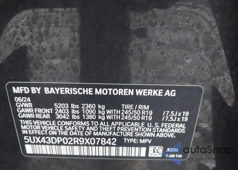 2024 BMW X3 Sdrive30I from USA, damaged, VIN 5UX43DP02R9X07842